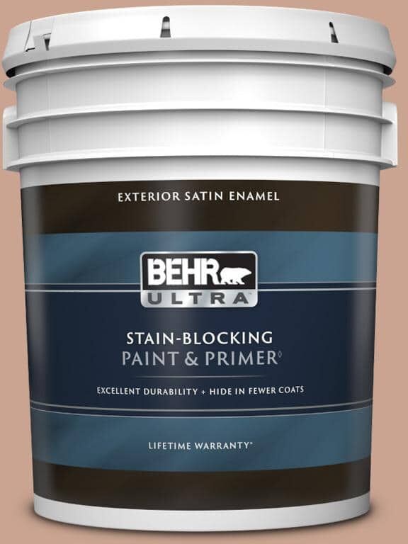 BEHR ULTRA 5 gal. #220F-4 Sombrero Tan Satin Enamel Exterior Paint & Primer