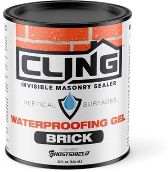 Ghostshield Cling Waterproofing Brick & Masonry Sealer Gel (1 Quart) Clear Waterproofing Sealer for Concrete, Brick and Masonry