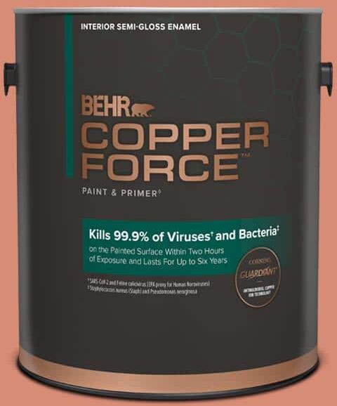 COPPER FORCE 1 gal. #MQ4-32 Vintage Coral Semi-Gloss Enamel Virucidal and Antibacterial Interior Paint & Primer