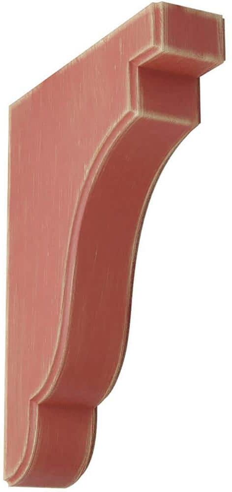 Ekena Millwork 1-3/4 in. x 9-1/2 in. x 7-1/4 in. Salvage Red Bedford Wood Vintage Decor Bracket