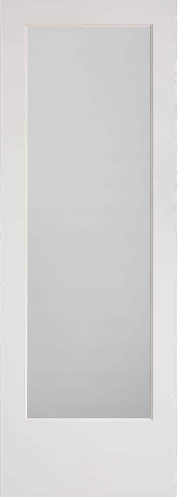 Masonite 30 in. x 84 in. Primed White 1-Lite Frost Solid Wood Interior Barn Door Slab