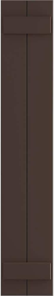 Ekena Millwork 10 3/4" x 47" True Fit PVC Two Board Joined Board-n-Batten Shutters, Raisin Brown (Per Pair)