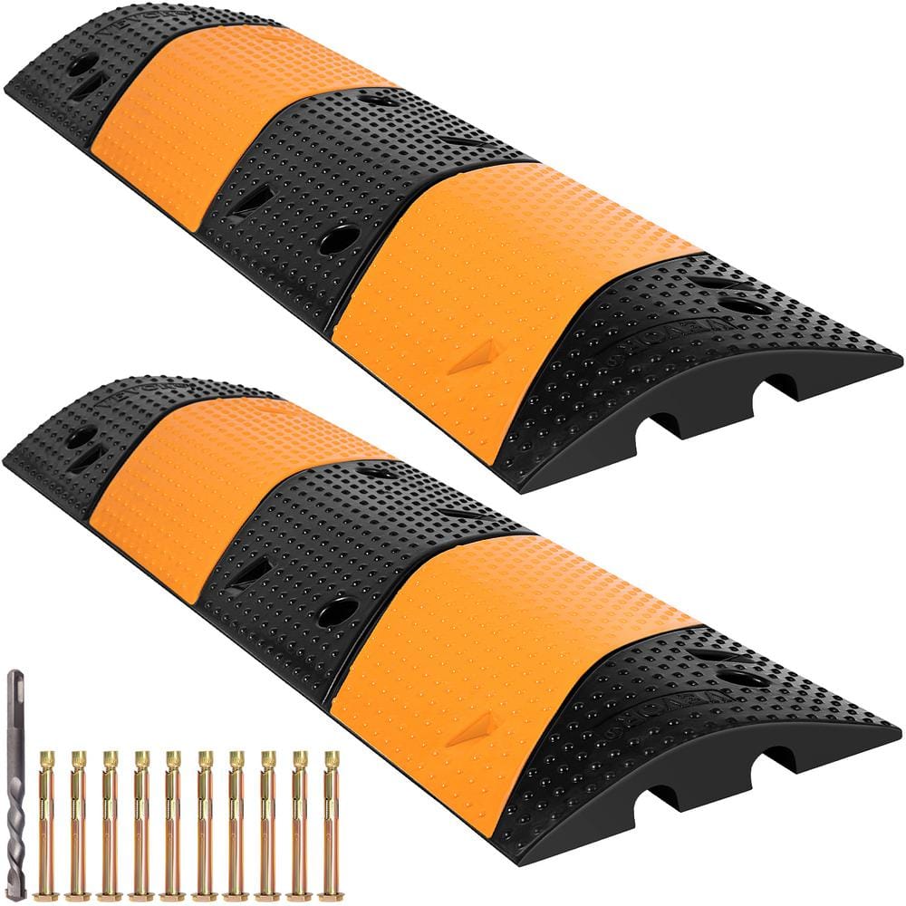 VEVOR 40.2 in. x 11.8 in. x 2.4 in. Cable Organizers 2-Channel Speed Bump 22,000 lbs. Load Cable Protectors Ramps, 2-Pack