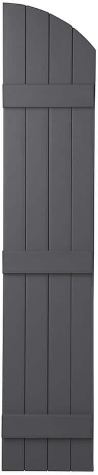 Ply Gem 15 in. x 71 in. Polypropylene Plastic Arch Top Closed Board and Batten Shutters Pair in Gray