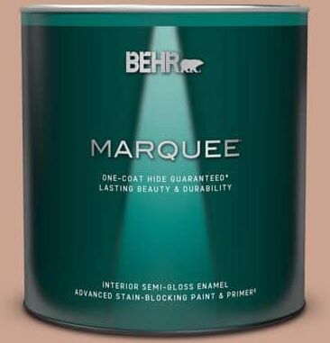 BEHR MARQUEE 1 qt. #220F-4 Sombrero Tan Semi-Gloss Enamel Interior Paint & Primer