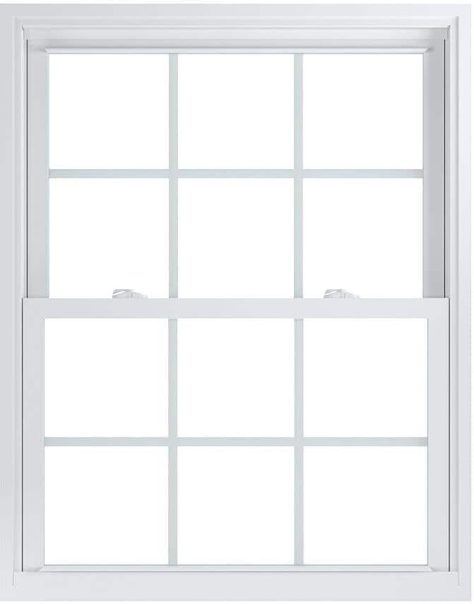 American Craftsman 35.75 in. x 45.25 in. 70 Pro Series Low-E Argon Glass Double Hung White Vinyl Replacement Window with Grids, Screen Incl