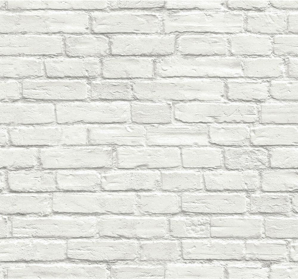 NextWall Vintage White Brick Vintage Vinyl Peel & Stick Wallpaper Roll (Covers 30.75 Sq. Ft.)