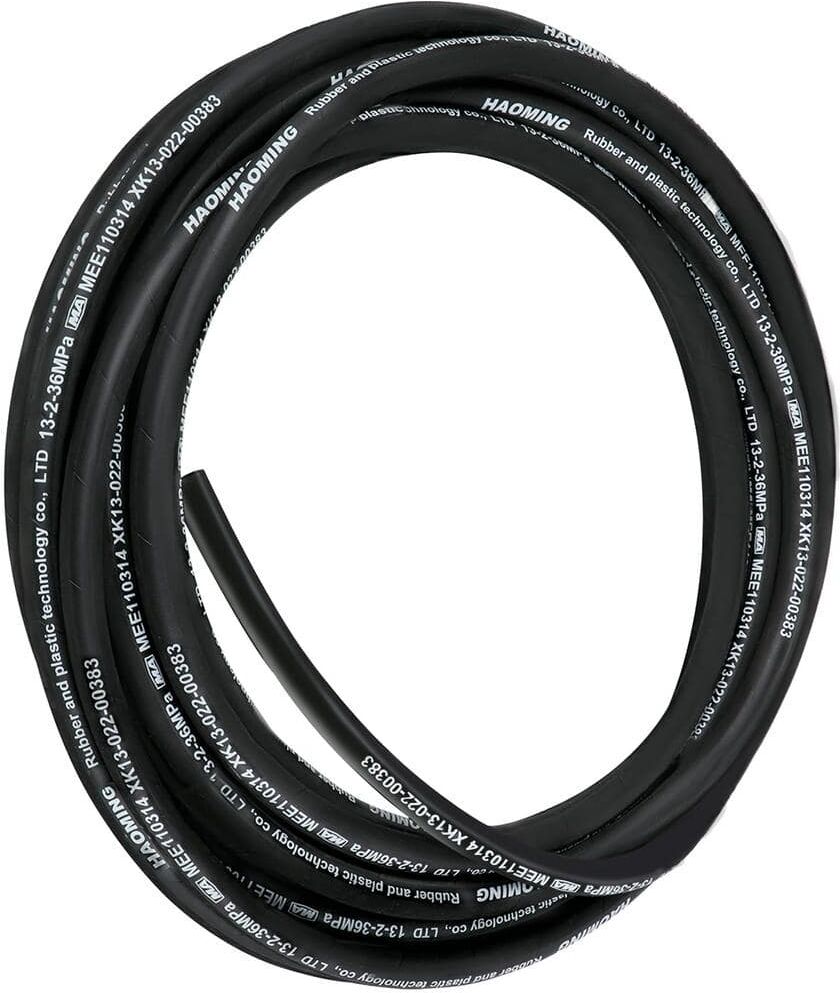 VEVOR Hydraulic Hose 50 ft. Rubber Gasoline Oil Transfer Hose 1/2 in. with 2 High-Tensile Steel Wire Braid 5000 PSI Max