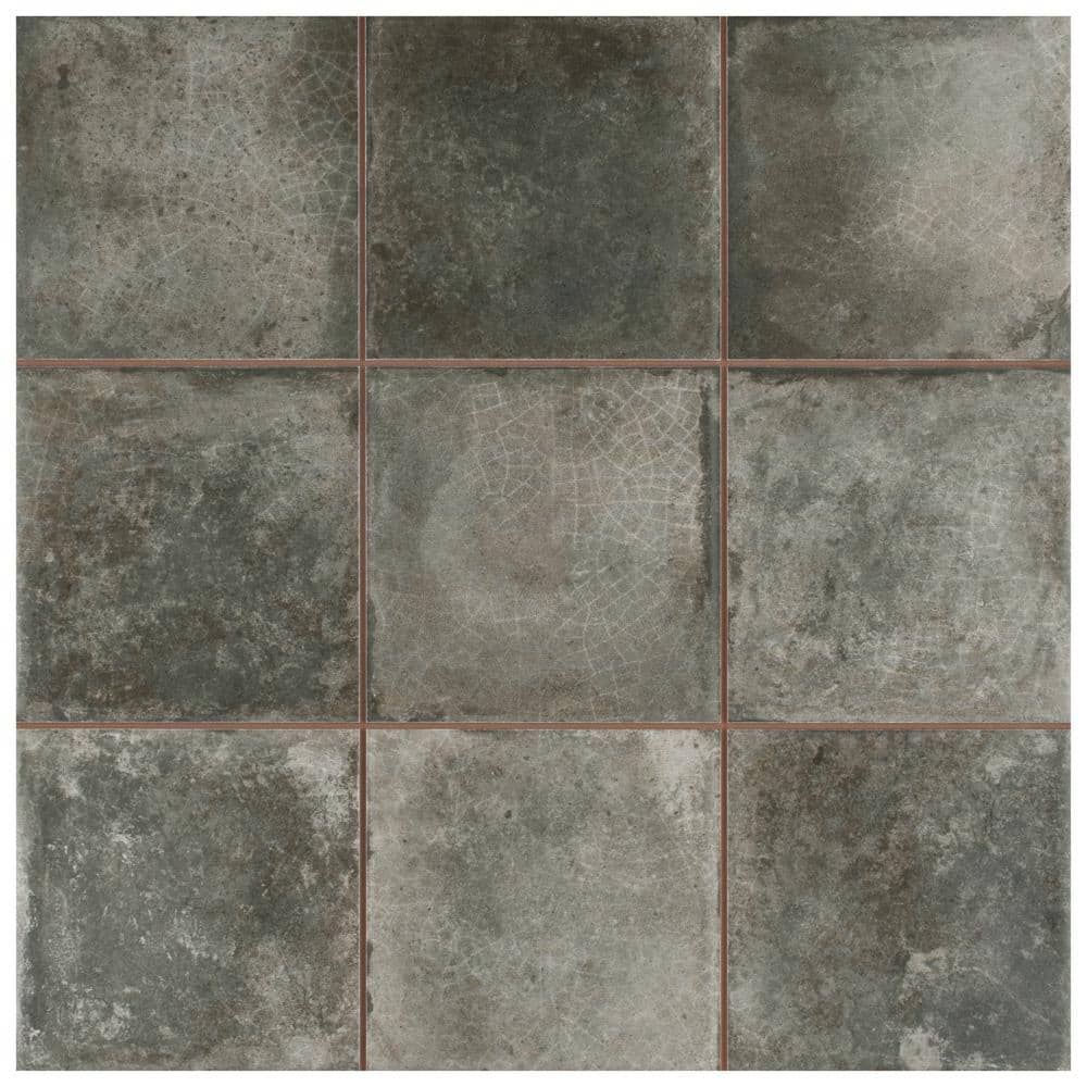 Merola Tile Kings Etna Nero 13-1/8 in. x 13-1/8 in. Ceramic Floor and Wall Tile (12.2 sq. ft./Case)