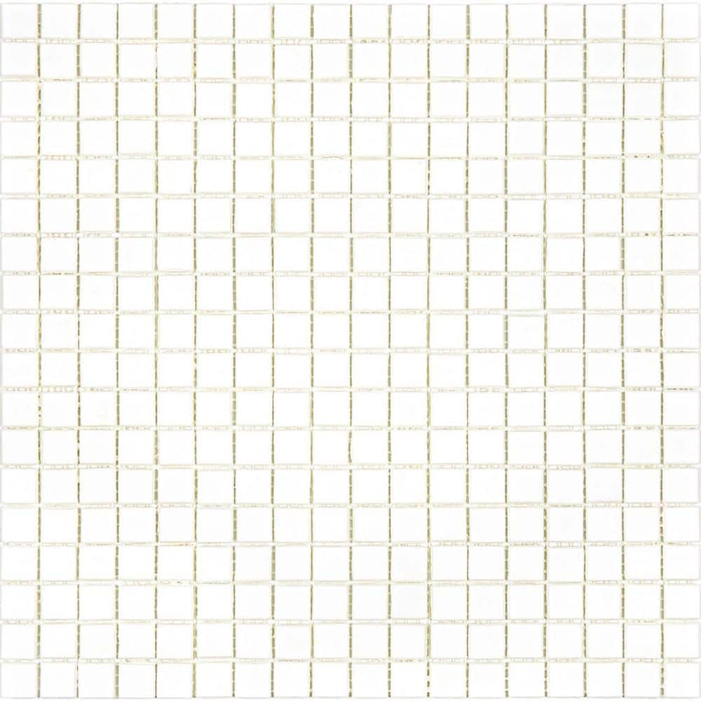 Apollo Tile Skosh Glossy Baby Powder White 11.6 in. x 11.6 in. Glass Mosaic Wall and Floor Tile (18.69 sq. ft./case) (20-pack)