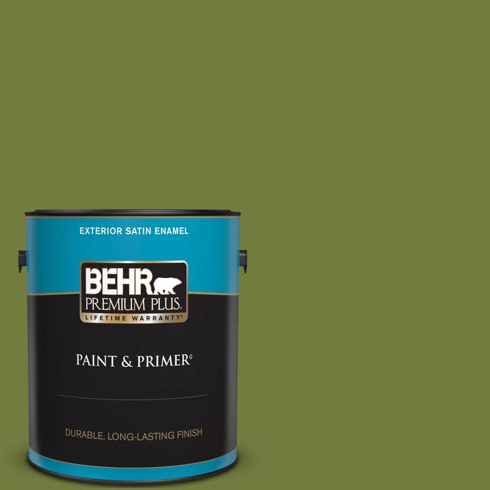 BEHR PREMIUM PLUS 1 gal. Home Decorators Collection #HDC-SM16-11 Hot Dog Relish Satin Enamel Exterior Paint & Primer