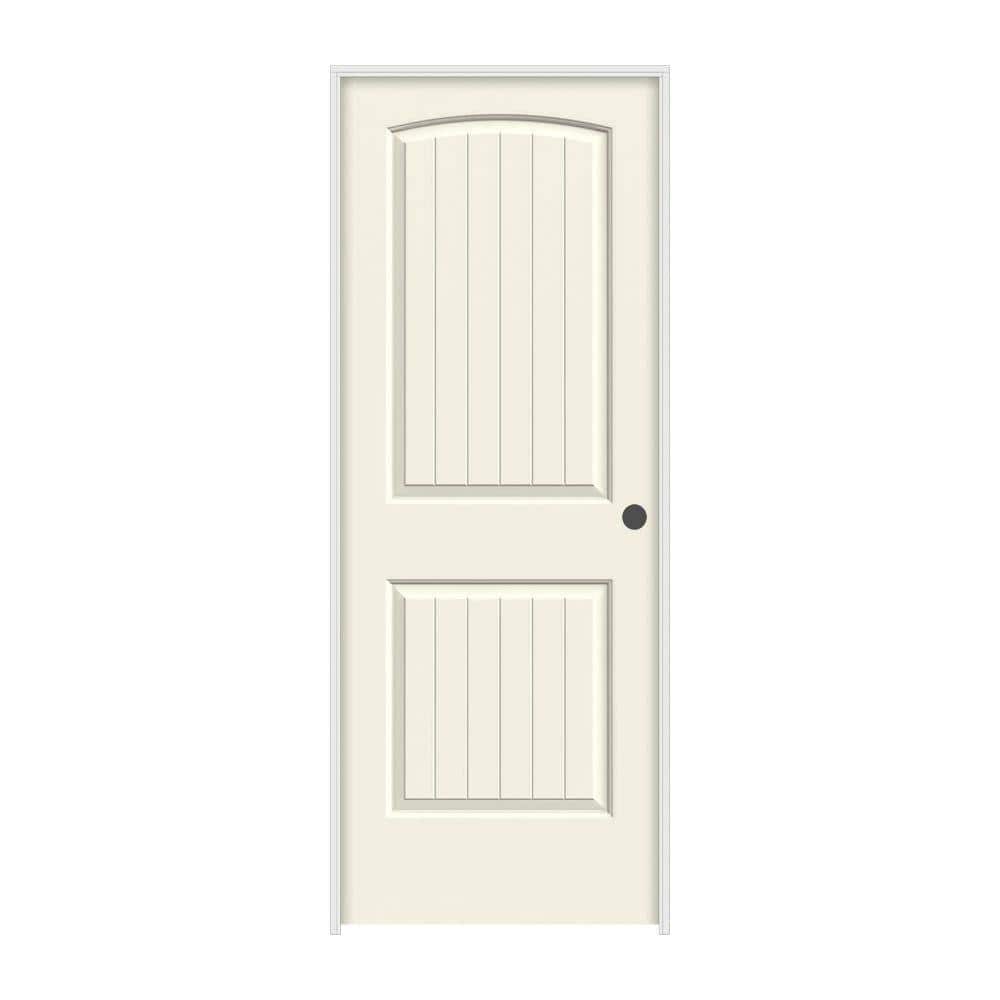 JELD-WEN 30 in. x 80 in. Santa Fe Vanilla Painted Left-Hand Smooth Solid Core Molded Composite MDF Single Prehung Interior Door