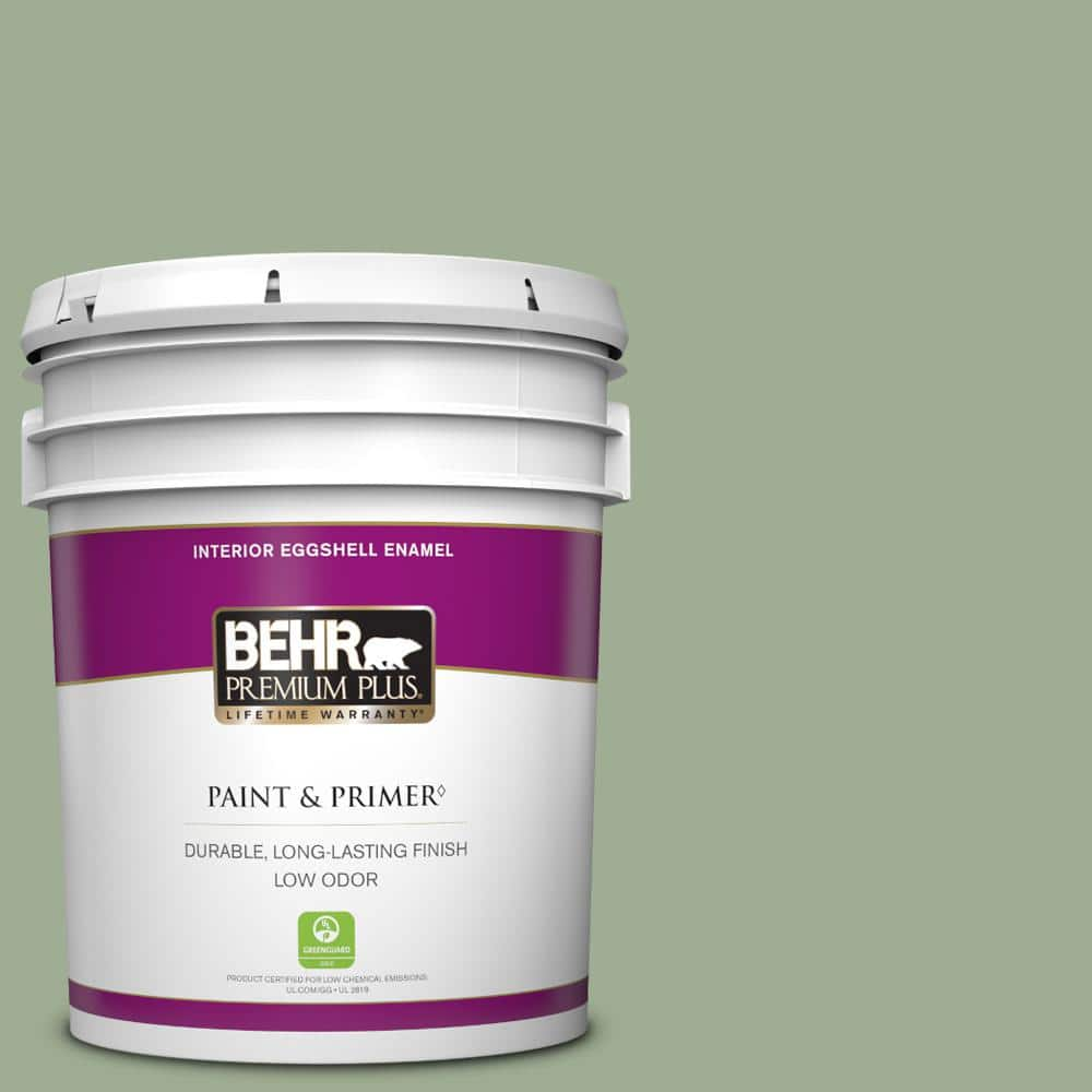 BEHR PREMIUM PLUS 5 gal. #S390-4 Roof Top Garden Eggshell Enamel Low Odor Interior Paint & Primer