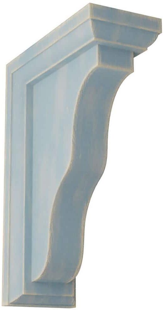 Ekena Millwork 2-1/4 in. x 7 in. x 5 in. Driftwood Blue Hamilton Traditional Wood Vintage Decor Bracket