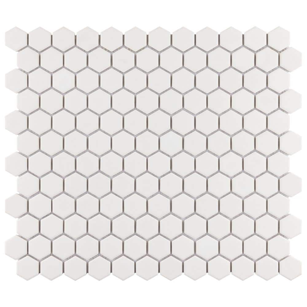 Merola Tile Gotham 1 in. Hex White 10-1/4 in. x 11-7/8 in. Porcelain Mosaic Tile (8.6 sq. ft./Case)