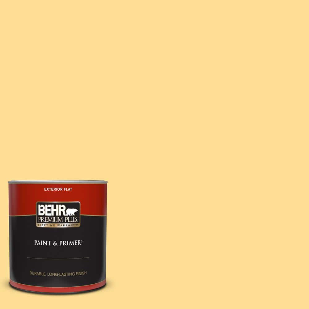 BEHR PREMIUM PLUS 1 qt. #350B-5 Straw Hat Flat Exterior Paint & Primer