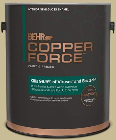 COPPER FORCE 1 gal. #PPU8-09 Tea Bag Semi-Gloss Enamel Interior Virucidal & Antibacterial Paint & Primer