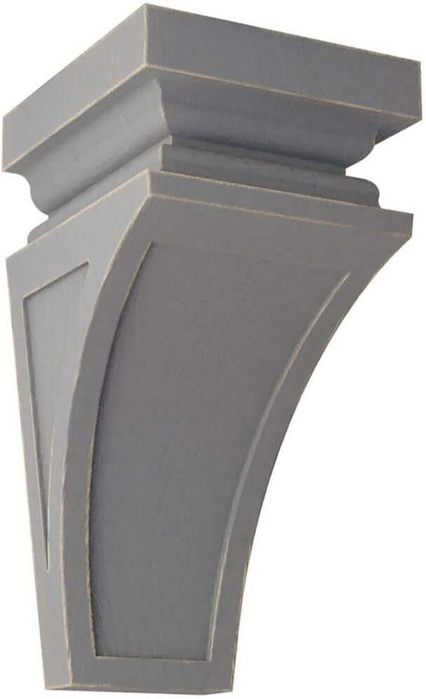 Ekena Millwork 6 in. x 12 in. x 6-3/4 in. Pebble Grey Large Nevio Wood Vintage Decor Corbel