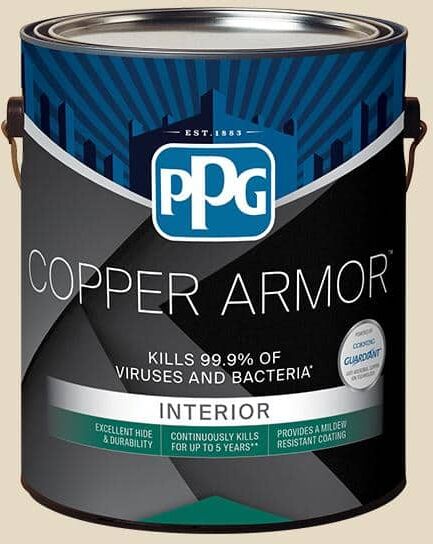 COPPER ARMOR 1 gal. PPG1103-2 Almond Paste Eggshell Antiviral and Antibacterial Interior Paint with Primer