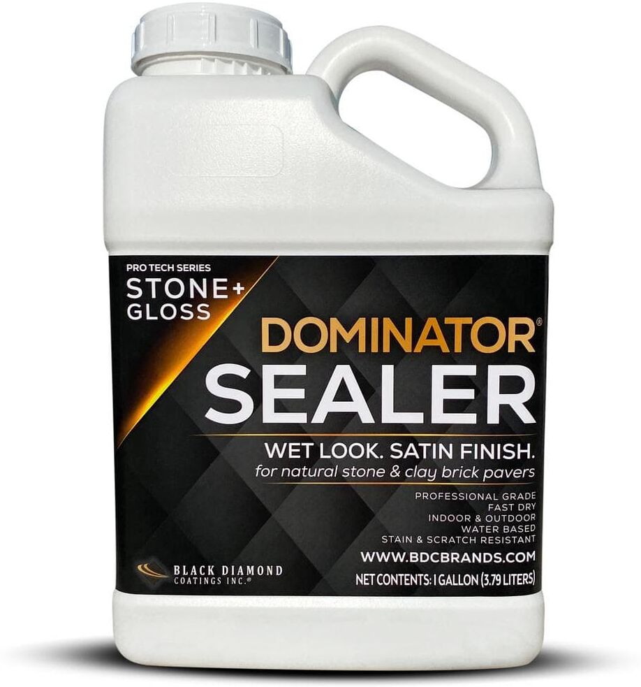 DOMINATOR 1 gal. Clear Acrylic Sealer Wet Look Satin Finish Professional Grade Fast Dry Water Based Stone and Clay Brick Sealer