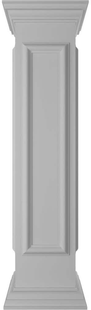 Ekena Millwork End 48 in. x 10 in. White Box Newel Post with Panel, Flat Capital and Base Trim (Installation Kit Included)