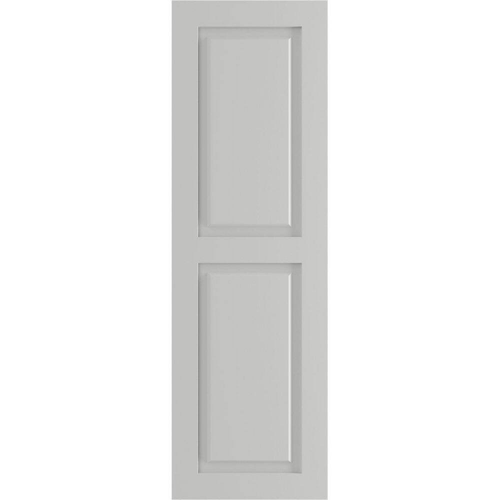 Ekena Millwork 12 in. x 53 in. True Fit PVC 2 Equal Raised Panel Shutters Pair in Hailstorm Gray