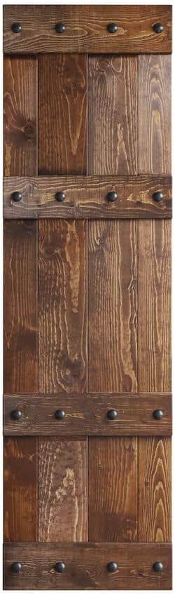 COAST SEQUOIA INC Castle Series 24 in. x 84 in. Dark Walnut DIY Knotty Pine Wood Sliding Barn Door Slab