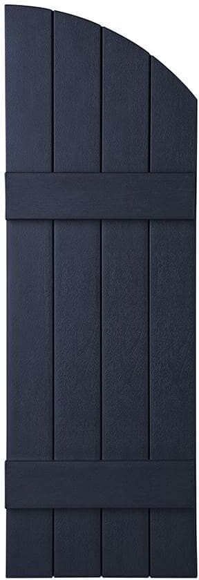 Ply Gem 15 in. x 43 in. Polypropylene Plastic 4-Board Closed Arch Top Board and Batten Shutters Pair in Dark Navy