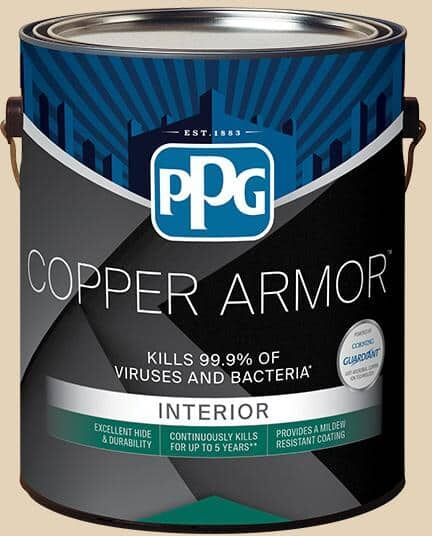 COPPER ARMOR 1 gal. PPG1095-3 Almond Brittle Eggshell Antiviral and Antibacterial Interior Paint with Primer