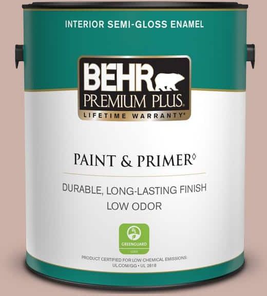 BEHR PREMIUM PLUS 1 gal. Home Decorators Collection #HDC-CT-07A Vintage Tea Rose Semi-Gloss Enamel Low Odor Interior Paint & Primer