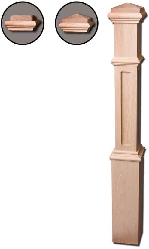 HOUSE OF FORGINGS 56 in. x 6 in. Red Oak Contemporary Style Wood Box Newel Post