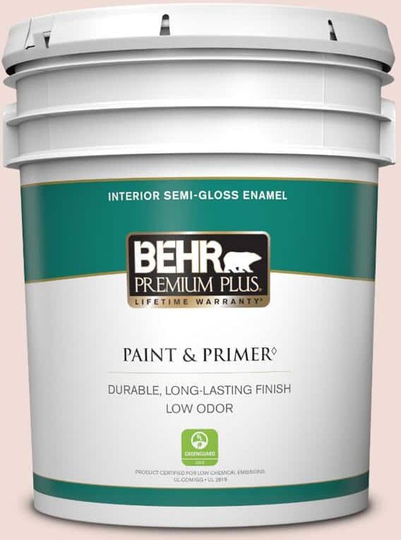 BEHR PREMIUM PLUS 5 gal. #BIC-05 Shabby Chic Pink Semi-Gloss Enamel Low Odor Interior Paint & Primer