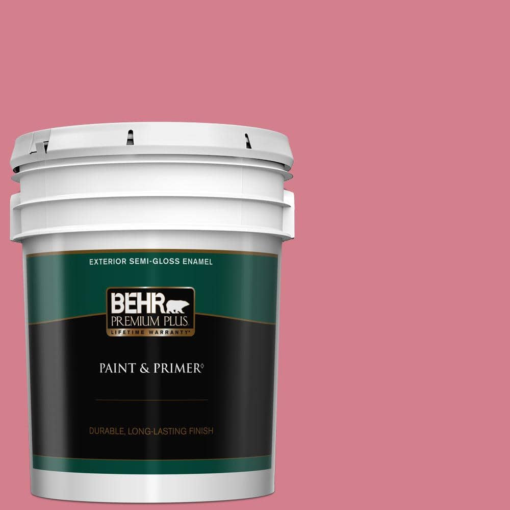 BEHR PREMIUM PLUS 5 gal. #P140-4 I Pink I Can Semi-Gloss Enamel Exterior Paint & Primer