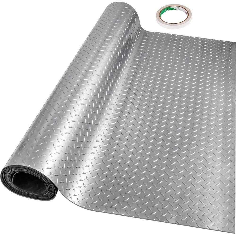 VEVOR Garage Floor Mat 3.6 ft. W x 25.5 ft. L Garage Mat 0.1 in. Thickness PVC Garage Flooring, Silver