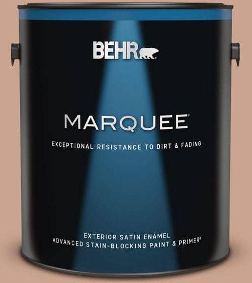 BEHR MARQUEE 1 gal. #220F-4 Sombrero Tan Satin Enamel Exterior Paint & Primer