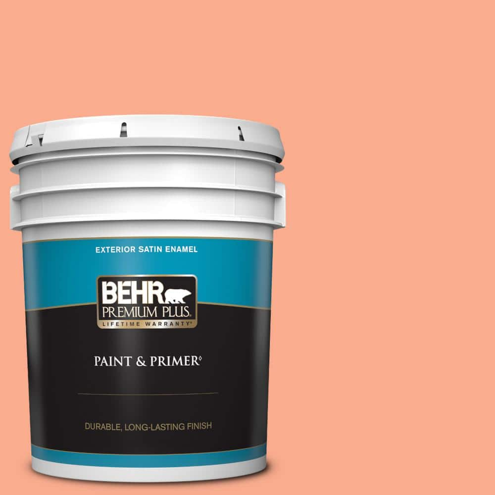 BEHR PREMIUM PLUS 5 gal. #210B-4 Sunset Strip Satin Enamel Exterior Paint & Primer