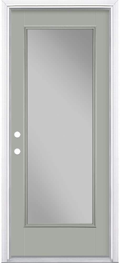 Masonite 32 in. x 80 in. Full Lite Silver Clouds Right-Hand Inswing Painted Smooth Fiberglass Prehung Front Door w/ Brickmold