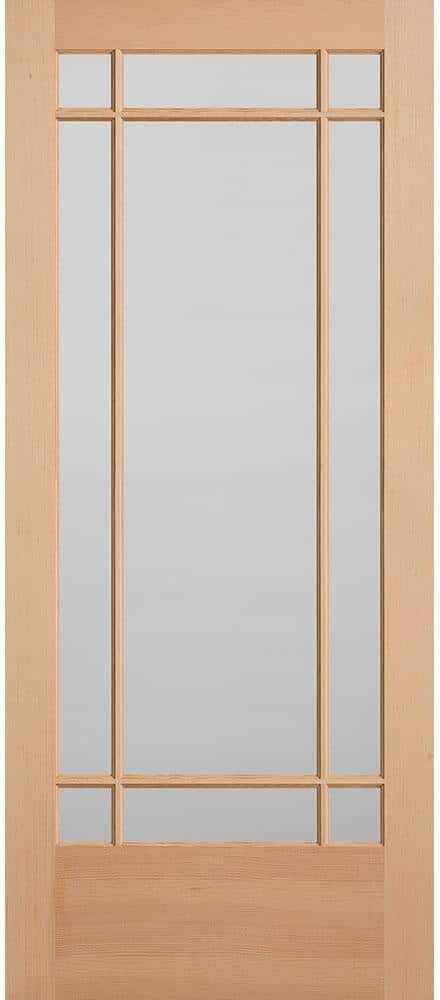 Masonite 36 in. x 84 in. Prairie Unfinished Fir Veneer 9-Lite Solid Wood Interior Barn Door Slab