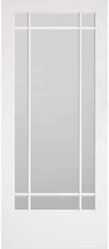 Masonite 36 in. x 84 in. Prairie Primed 9-Lite Solid Wood Interior Barn Door Slab