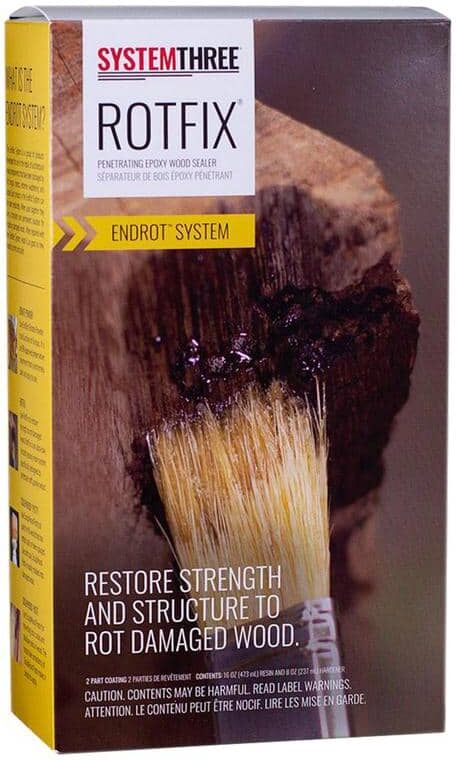 SYSTEM THREE 1.5 pt. Rotfix Two Part Epoxy Kit with 16 oz. Resin and 8 oz. Hardener Kit with Applicator Bottle