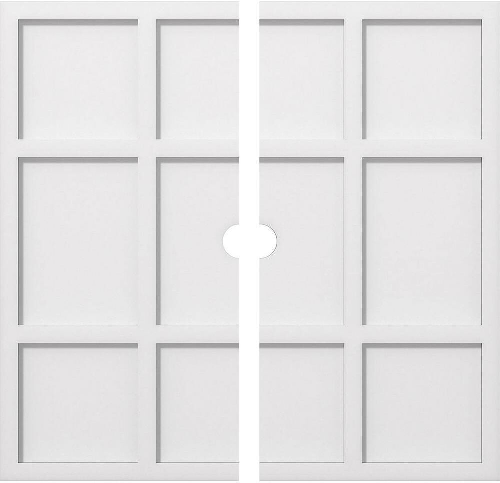 Ekena Millwork 1 in. P X 9-3/4 in. C X 28 in. OD X 2 in. ID Rubik Architectural Grade PVC Contemporary Ceiling Medallion, Two Piece