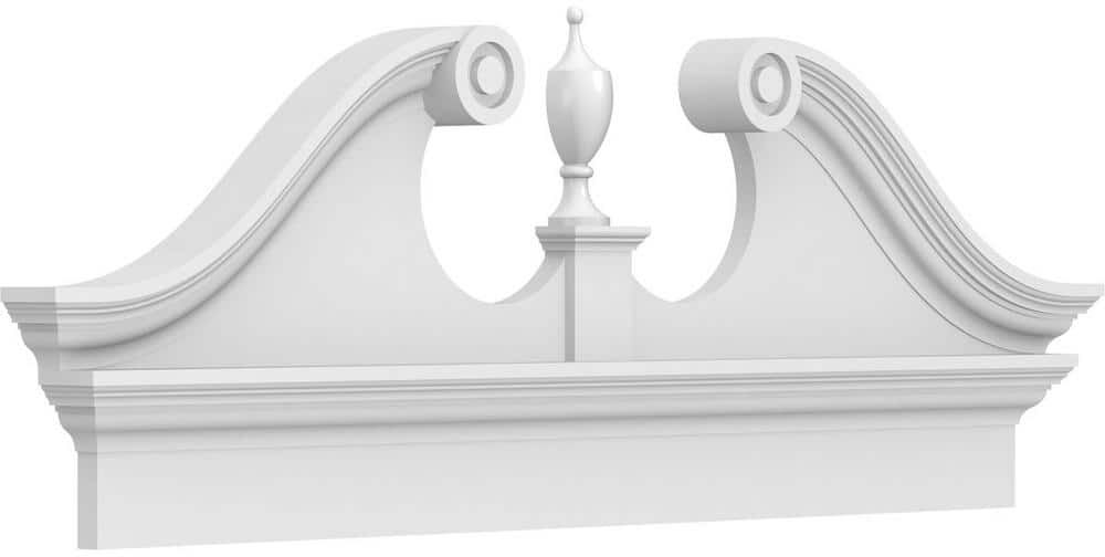 Ekena Millwork 2-3/4 in. x 48 in. x 18-7/8 in. Rams Head Architectural Grade PVC Combination Pediment Moulding