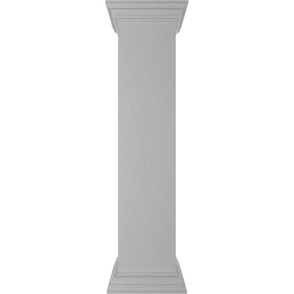 Ekena Millwork Plain 48 in. x 10 in. White Box Newel Post with Flat Capital and Base Trim (Installation Kit Included)