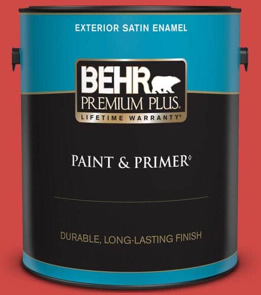 BEHR PREMIUM PLUS 1 gal. #P170-6 Race Car Stripe Satin Enamel Exterior Paint & Primer