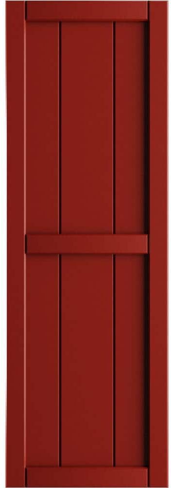 Ekena Millwork 10-3/4 in. x 47 in. True Fit PVC Two Board Framed Board and Batten Shutters Pair in Fire Red