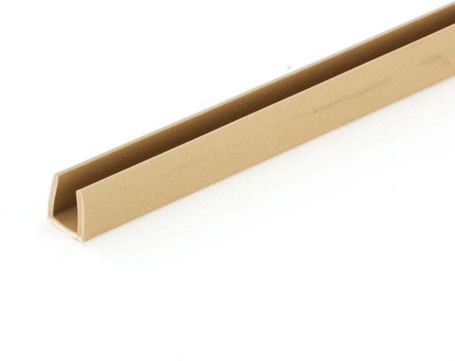 Outwater 9/32 in. D x 1/4 in. W x 48 in. L Beige Styrene Plastic U-Channel Moulding Fits 1/4 in. Board, (3-Pack)