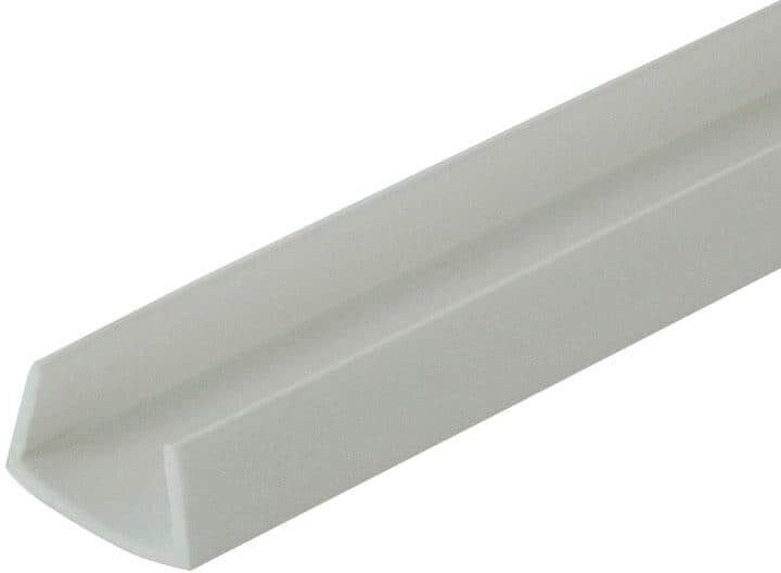 Outwater 1/4 in. D x 1/2 in. W x 48 in. L White Styrene Plastic U-Channel Moulding Fits 1/2 in. Board, (3-Pack)