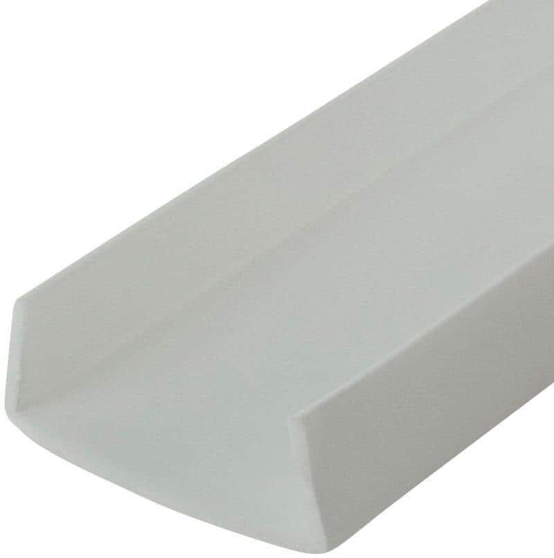 Outwater 1/2 in. D x 1-1/4 in. W x 36 in. L White Styrene Plastic U-Channel Moulding Fits 1-1/4 in. Board, (4-Pack)