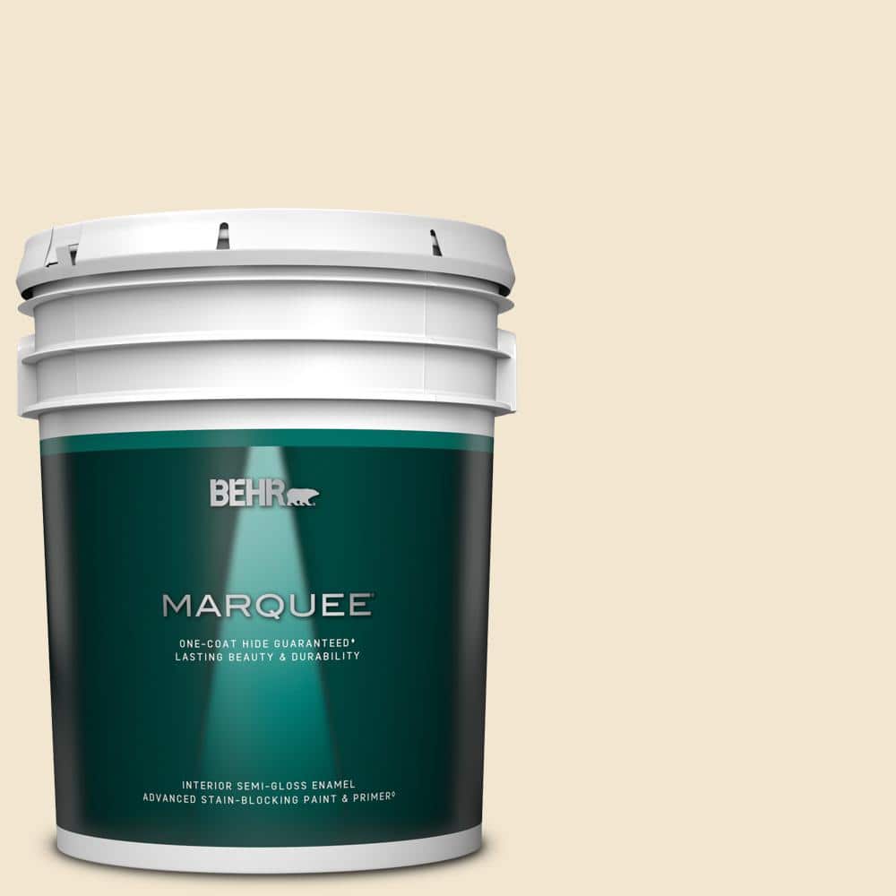 BEHR MARQUEE 5 gal. #S310-1 Writing Paper Semi-Gloss Enamel Interior Paint & Primer