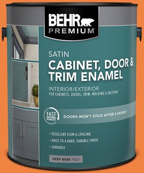 BEHR PREMIUM 1 gal. #P220-7 Construction Zone Satin Enamel Interior/Exterior Cabinet, Door & Trim Paint